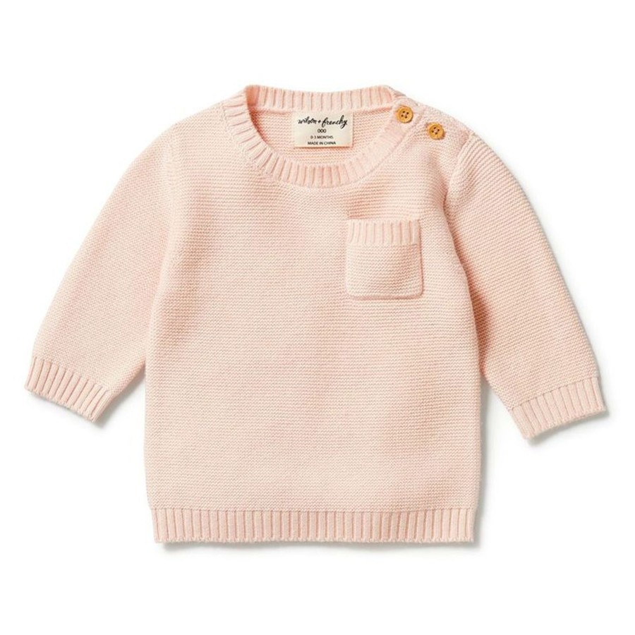 Babies Wilson & Frenchy Gender-Neutral Clothes | Wilson & Frenchy Knitted Pocket Jumper - Blush