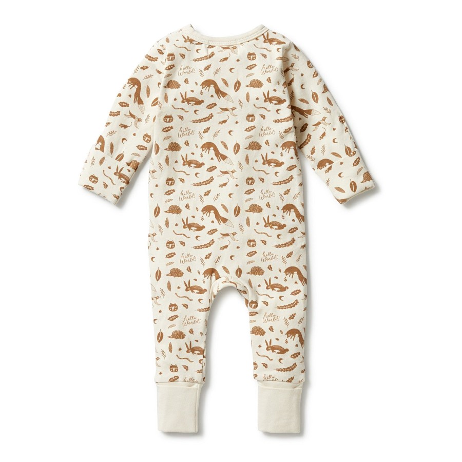 Books, Toys & Gifts Wilson & Frenchy Something To Wear | Wilson + Frenchy Organic Zipsuit With Feet - Hello World