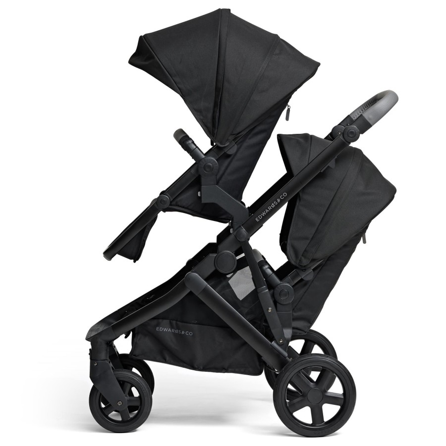 Going Places Edwards & Co Double Strollers | Edwards & Co Olive Double Stroller - Black Luxe