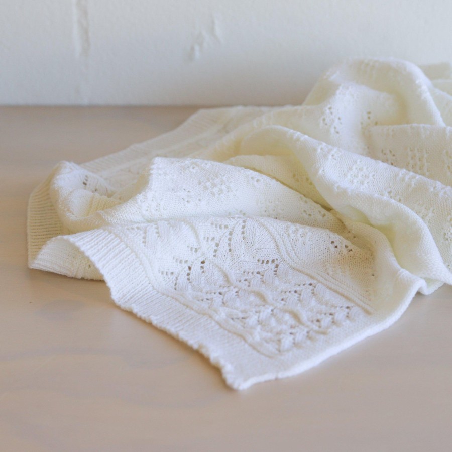 Babys Room Heirloom Sheets And Blankets | Heirloom Baby Vintage Inspired Merino Baby Shawl - Bianco