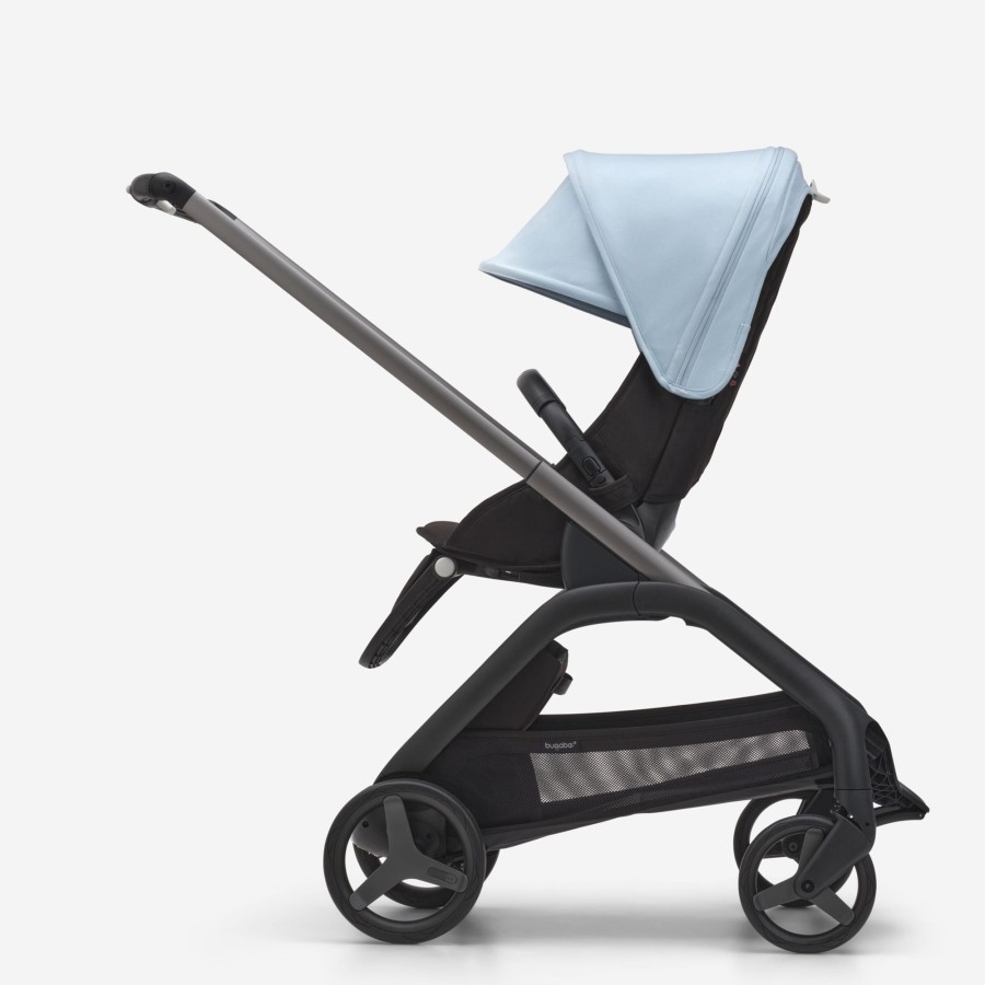 Going Places Bugaboo Single Strollers | Bugaboo Dragonfly Complete Stroller - Graphite Base With Midnight Black/Skyline Blue Fabric