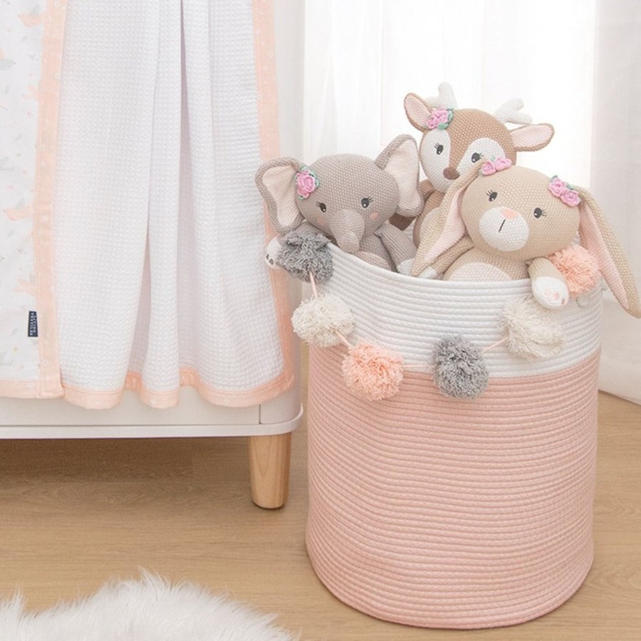 Babys Room Living Textiles Toy Storage | Living Textiles 100% Cotton Rope Hamper - Blush/White