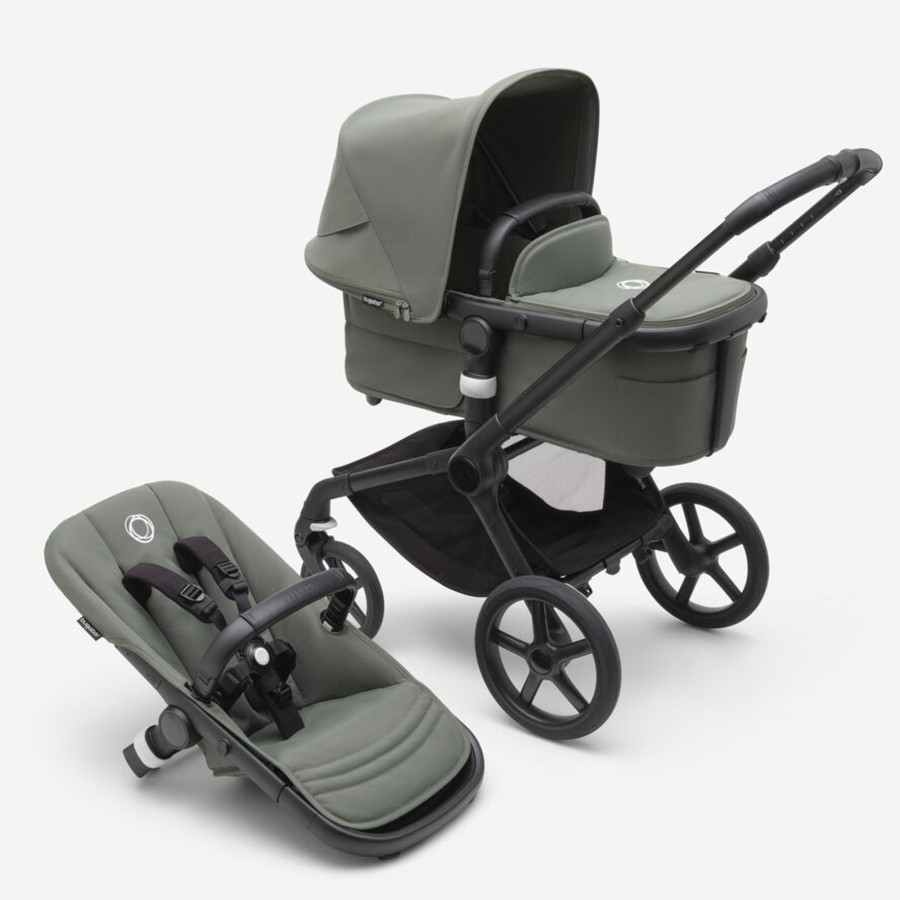 Going Places Bugaboo Seat Liners | Bugaboo Fox 5 Complete Stroller - Black Base With Forest Green Fabric