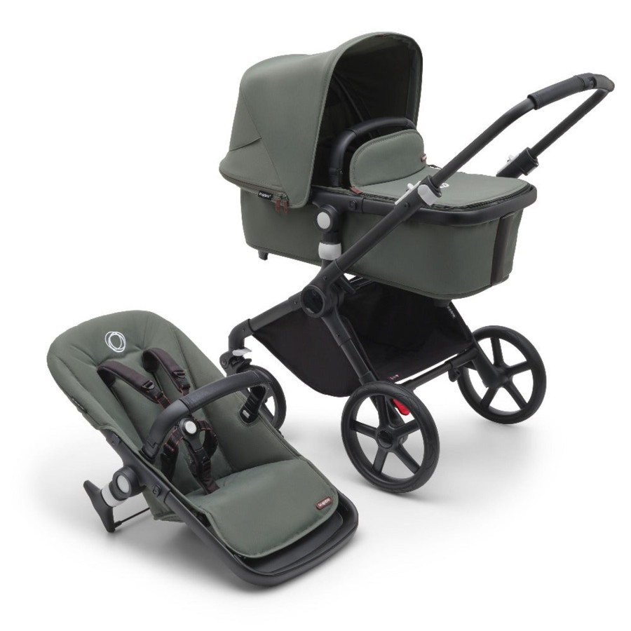 Going Places Bugaboo Seat Liners | Bugaboo Fox Cub Complete Stroller - Black Base With Forest Green Fabric