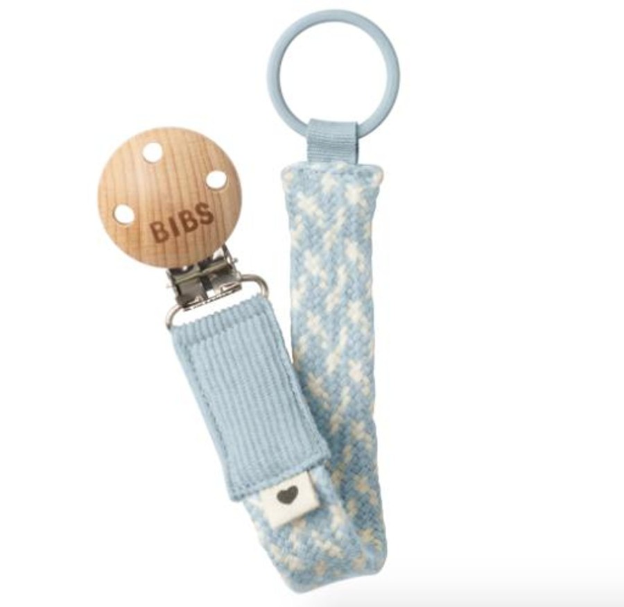 Babies BIBS Pacifiers/ Dummies | Bibs Pacifier Clip - Baby Blue/Ivory