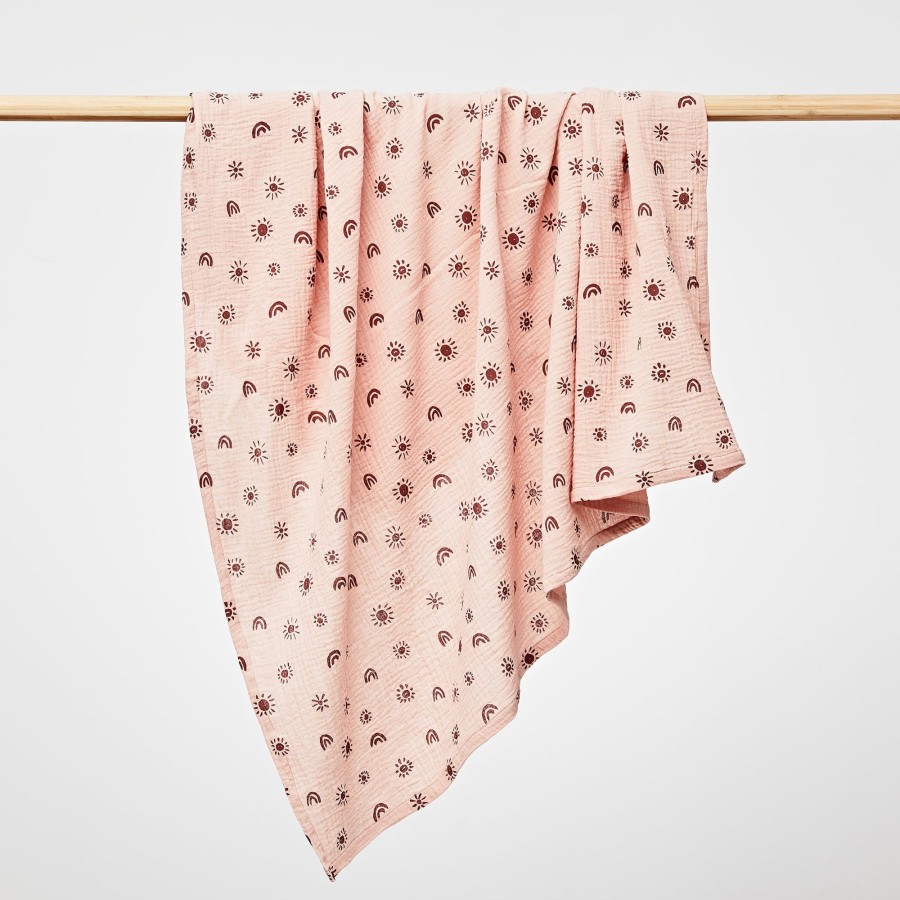 Babies Over the Dandelions Swaddles | Discontinued Over The Dandelions Swaddle - Blush/Plum Sunny