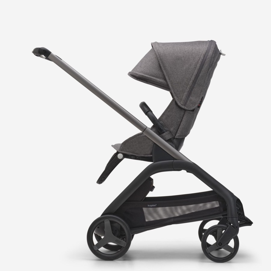 Going Places Bugaboo Single Strollers | Bugaboo Dragonfly Complete Stroller - Graphite Base With Grey Melange Fabric