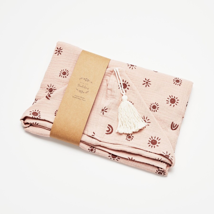 Babies Over the Dandelions Towels & Washcloths | Over The Dandelions Hooded Towel - Blush/Plum