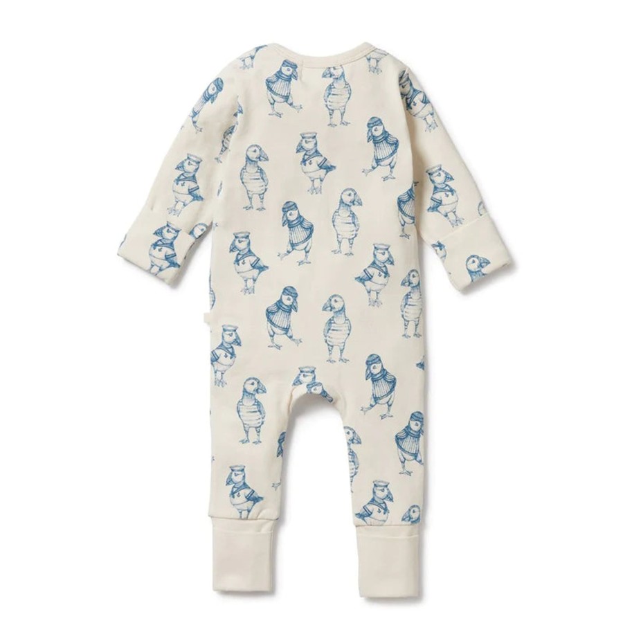 Babies Wilson & Frenchy Gender-Neutral Clothes | Wilson & Frenchy Organic Zipsuit With Feet - Petit Puffin