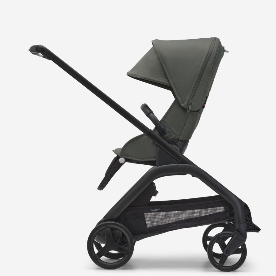 Going Places Bugaboo Single Strollers | Bugaboo Dragonfly Complete Stroller - Black Base With Forest Green Fabric