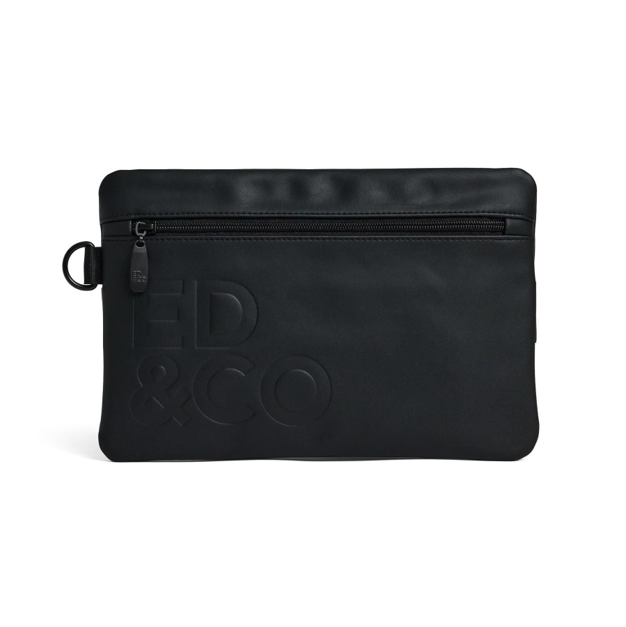 Babies Ed & Company Nappy Bags | Ed & Company Classy Clutch- Black Leather