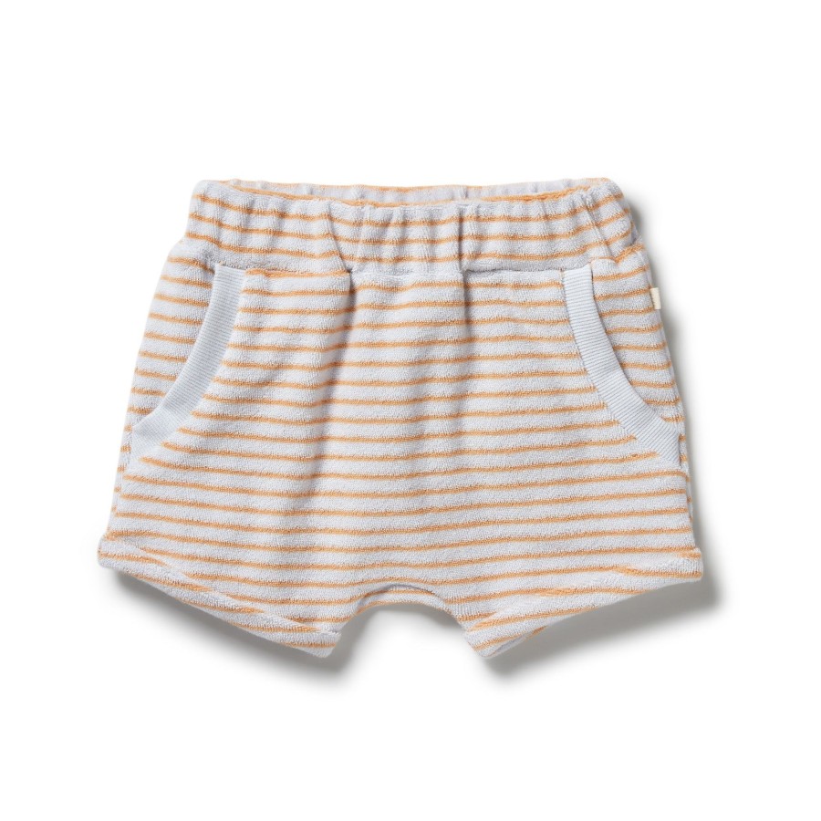 Babies Wilson & Frenchy Gender-Neutral Clothes | Wilson & Frenchy Organic Terry Slouch Short - Nutmeg Stripe