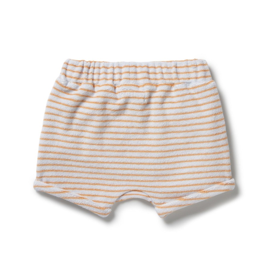 Babies Wilson & Frenchy Gender-Neutral Clothes | Wilson & Frenchy Organic Terry Slouch Short - Nutmeg Stripe