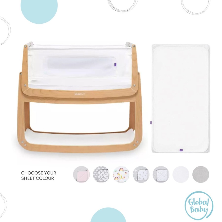 Babys Room Snuz Furniture | Snuzpod4 Bedside Crib Everything Bundle - Natural - Choose Your Sheet Colour