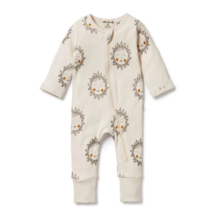 Babies Wilson & Frenchy Baby Clothes | Wilson & Frenchy Organic Zipsuit With Feet - Shine On Me