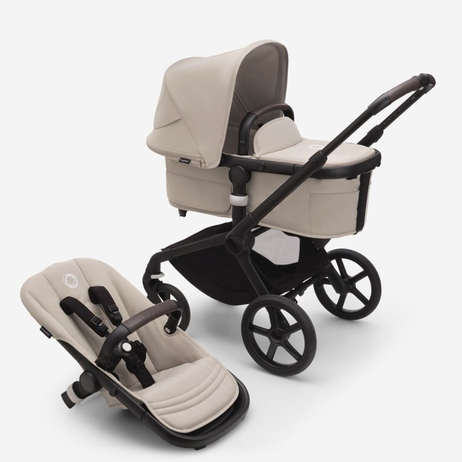 Going Places Bugaboo Seat Liners | Bugaboo Fox 5 Complete Stroller - Black Base With Desert Taupe Fabric